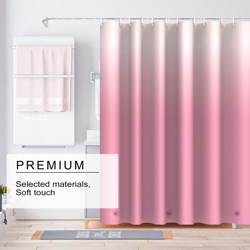 TIKABC Shower Curtain Liner, 4G PEVA Shower Liner, Plastic Waterproof Shower Curtains, with Grommet Holes and 3 Magnetic Weights(Gradient Pink) - Image 2